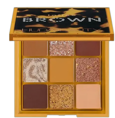 Huda Beauty Toffee Brown Eyeshadow Palette with 9 Colors, Matte and Shimmer