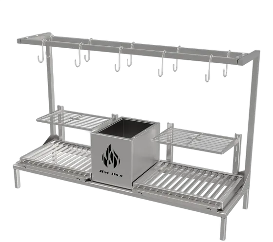 Argentine Parrilla Built-in Brick Grill with Double Grate + Utensil Rail Kit