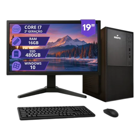 Complete PC Computer Intel i7 16GB SSD 480GB Monitor 19 480GB 16GB Integrated Graphics Card