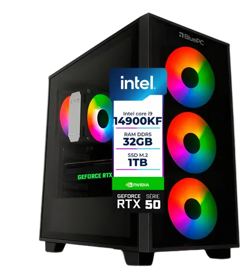 Gaming PC|Workstation - AURA by BluePC, Intel Core i9 14900KF, B760 Motherboard, GeForce RTX 5070 Ti 16GB GDDR7, 32GB DDR5, PCIe SSD 1TB, 750W PSU, Play, Create, Edit, Develop - PGBP-AUR170