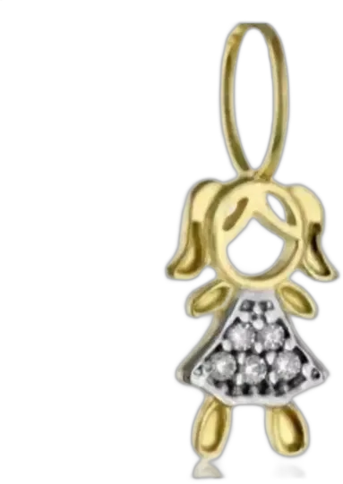 18k Gold Girl Pendant + White Stones Q12