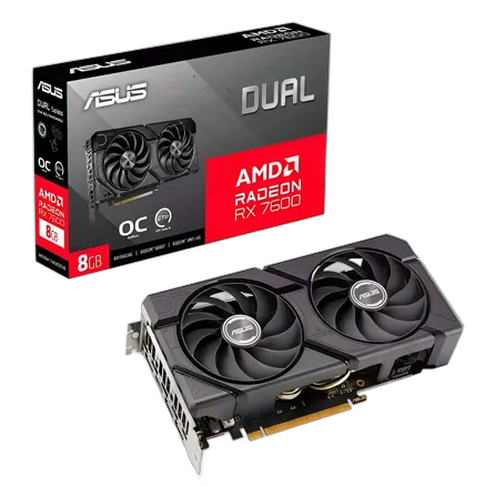 Asus Dual AMD Radeon RX 7600 EVO OC Edition Graphics Card, 8GB, GDDR6, FSR, Ray Tracing