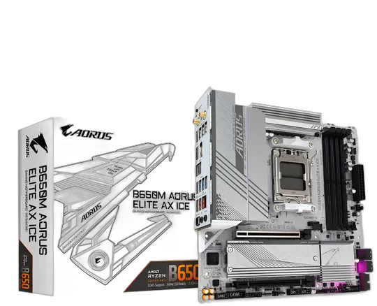 Aorus Elite AX Ice B650m AMD Socket AM5 Matx Motherboard Color White Gigabyte
