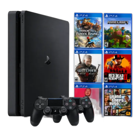 PlayStation 4 PS4 Slim 500GB 2 Controllers 2 Games (Refurbished)