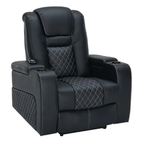 Chicago Electric Recliner Chair with Massage, USB-C - Black
