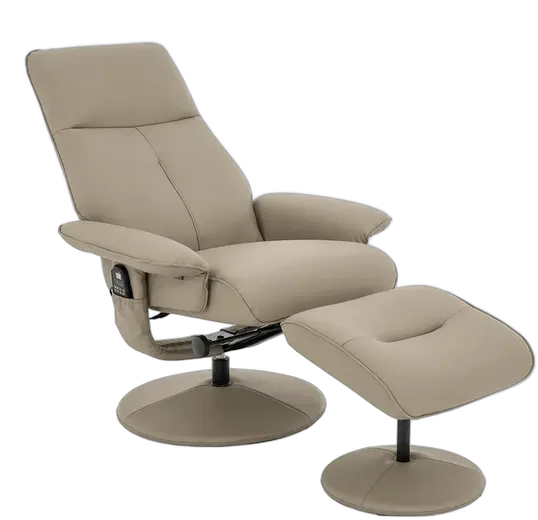 Recliner Chair Livo Lar Electric Reclining with Massage and Heat PU Leather Cream