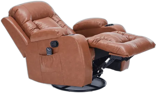 Austin Manual Recliner Armchair with Heating and Massage, Caramel PU Leather
