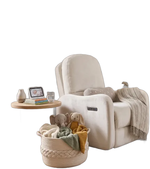 Electric Nursery Glider Chair, Swivel and Rocking, USB-C