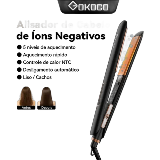Professional Ionic Portable Hair Straightener for Curls with Temperature Control Dual Voltage Black 127/220V