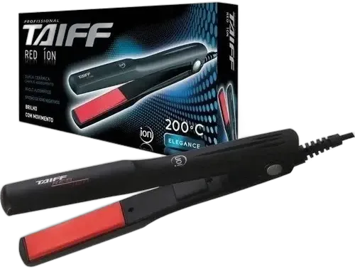 Taiff Elegance Red Ion Hair Straightener 200°C Dual Voltage Black