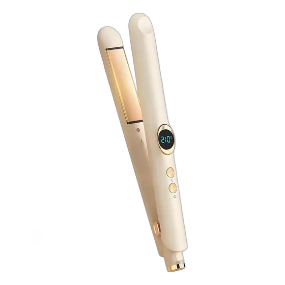 Cordless 2-in-1 Ceramic Flat Iron, 4 Temperature Settings, USB, Apricot