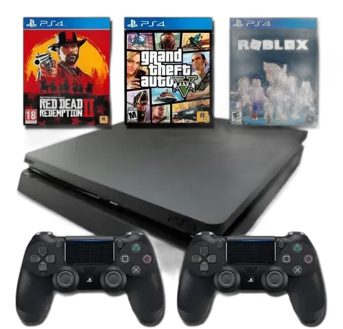 PS4 Slim 1TB 2 Controllers + 3 Games