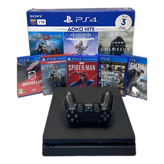 PS4 Slim PlayStation 4 + Game and Controller Warranty (Refurbished)