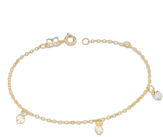 Hearts Bracelet with 3 Zirconias Gold-Plated Rommanel Length 18cm Color Gold Diameter 18cm