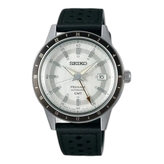 Seiko Men's Analog Watch with Grey Dial, Silver Gold White Strap