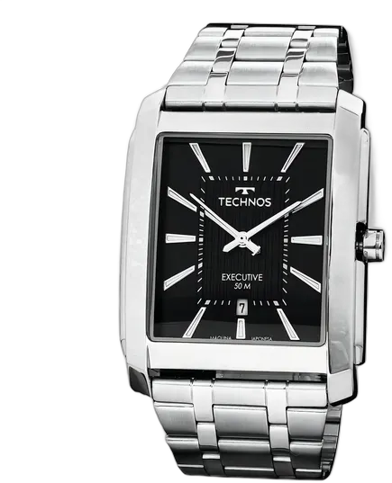 Analog Watch Technos 2117LDN/1P Men's Stainless Steel Silver Black Dial