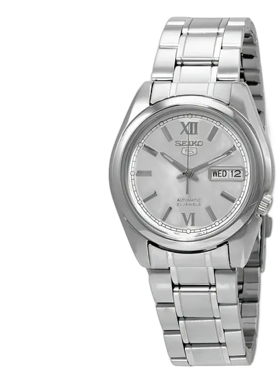 Automatic Seiko 5 Watch SNKL51K1 21 Jewels See-Through Case Back Silver