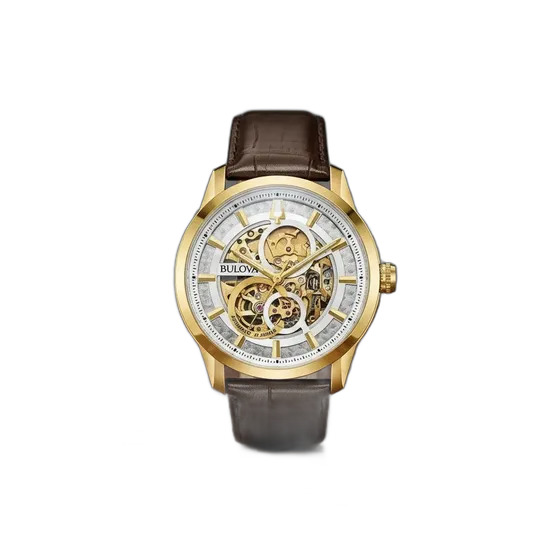 Bulova Men's Automatic Skeleton Watch Gold 97A138