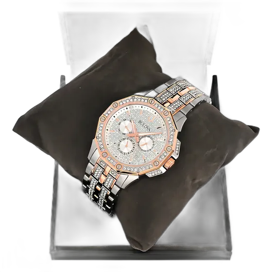 Bulova Men's Multifunction Octava Crystal Watch, Strap Color: Mixed Rose, Bezel Color: Rose, Case Back: Crystal