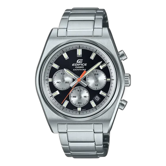 Casio Edifice Chronograph Watch Stainless Steel Sapphire Glass Silver Black
