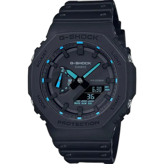 Casio G-Shock GA-2100-1A2DR Watch *Neon Accent Series Black Strap Black Bezel Black Dial