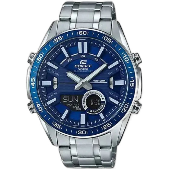 Casio Edifice Men's Watch Efv-c100d-2avdf * Telememo Silver Blue