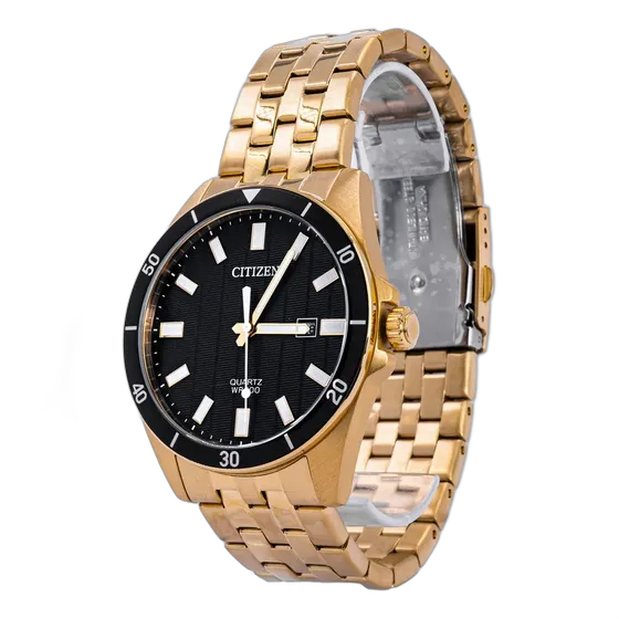 Citizen BI5052-59E Watch Gold Black Steel Date WR100M