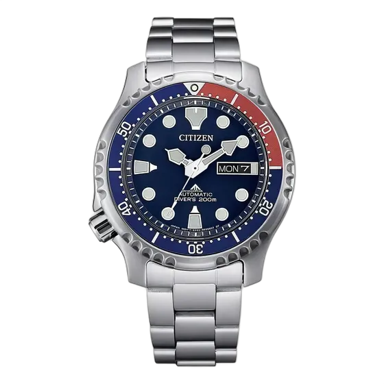 Men's Citizen Diver's 200m Watch TZ31696F, Pepsi Steel, Silver Strap, Blue Bezel, Blue Dial