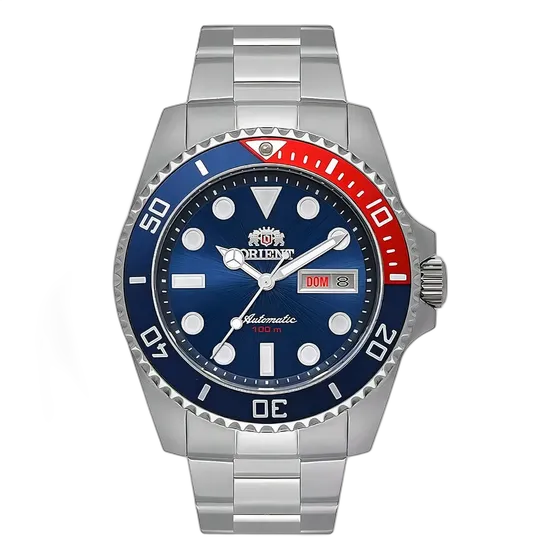 Orient Automatic Pepsi F49SS026NH 100m Stainless Steel Silver Wristwatch