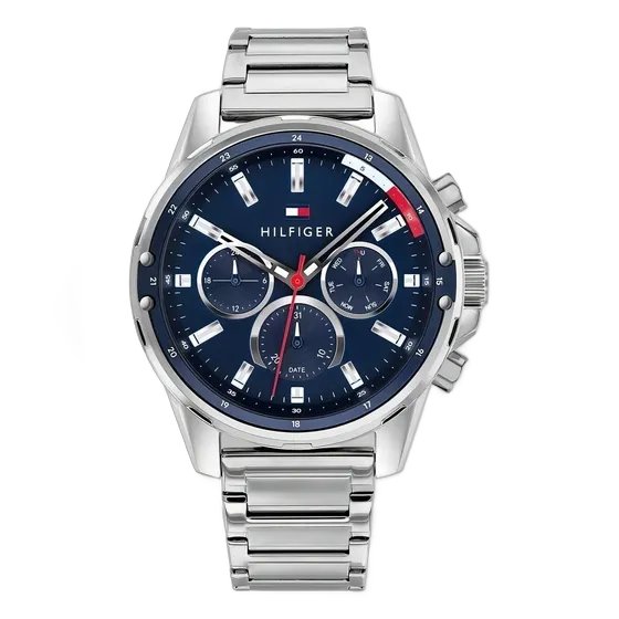 Tommy Hilfiger 1791788 Wristwatch with Silver Stainless Steel Strap - Blue Dial