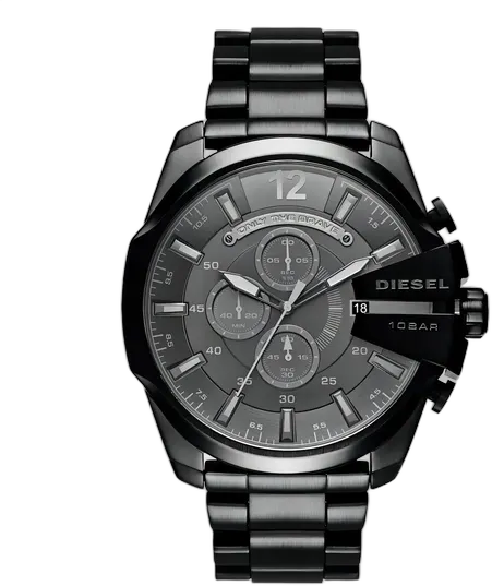Diesel Mega Chief Watch Black Stainless Steel with Chronograph