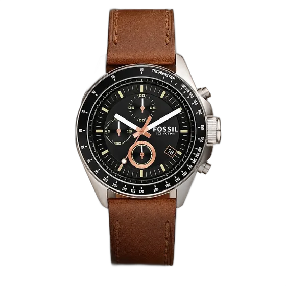 Fossil Men's 44mm Brown Leather Watch Genuine Gift Man Elegant Casual Versatile Use