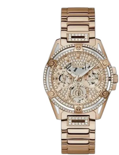 Guess Women's Multifunction Watch with Crystals Rose Gold Luxury
