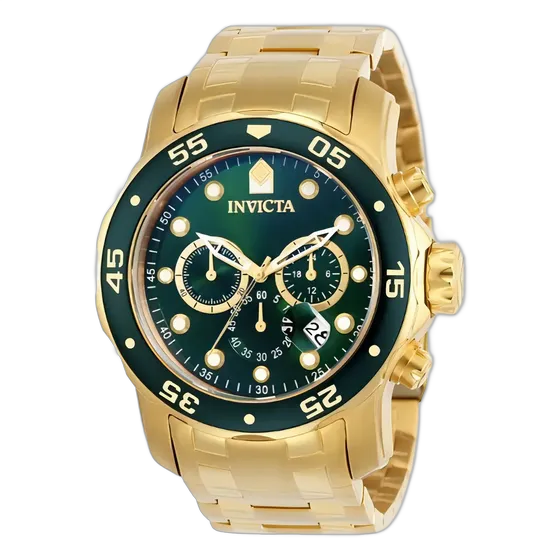 Invicta Pro Diver Watch Gold Plated Green Dial 21925 0075