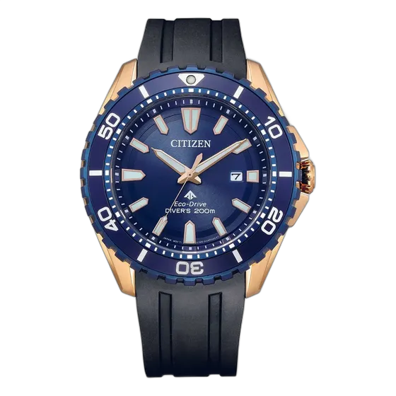 Citizen Eco-Drive BN019601L Men's Watch for Diving 200m with Black Polyurethane Strap and Blue Dial