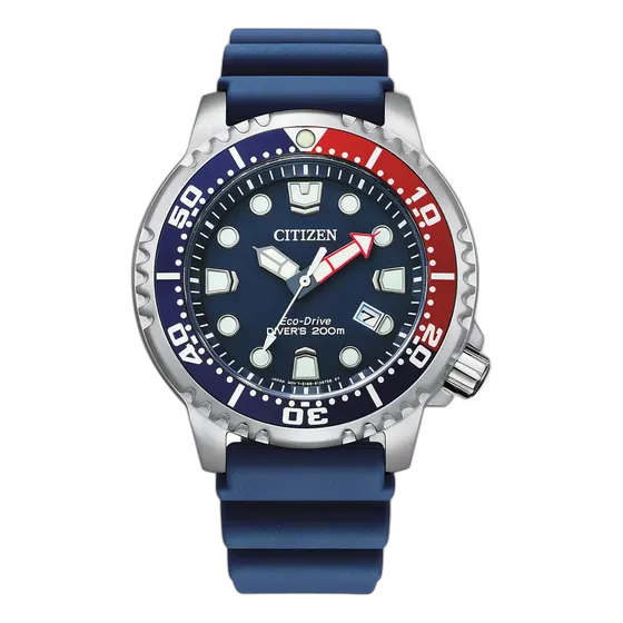 Citizen Promaster Eco-Drive Diver BN0168-06L Pepsi Blue Stainless Steel Men's Watch