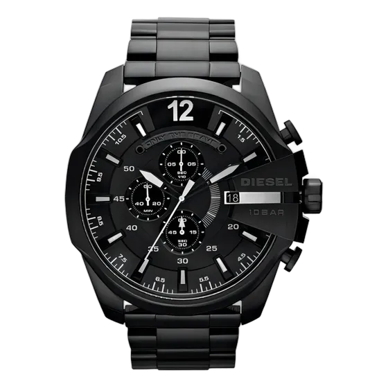 Diesel Men's Watch Dz4283 Mega Chief Black + Diesel Box