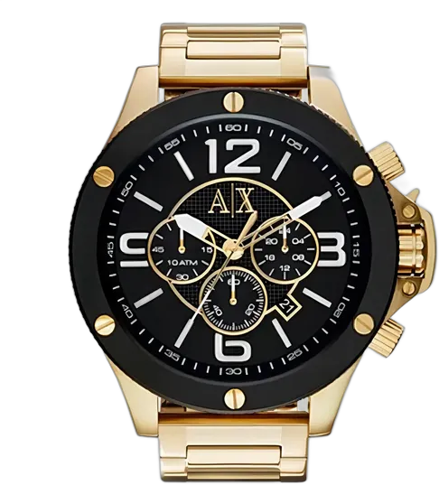 Armani Exchange AX1511 Men's Gold Watch, Original, Black Dial