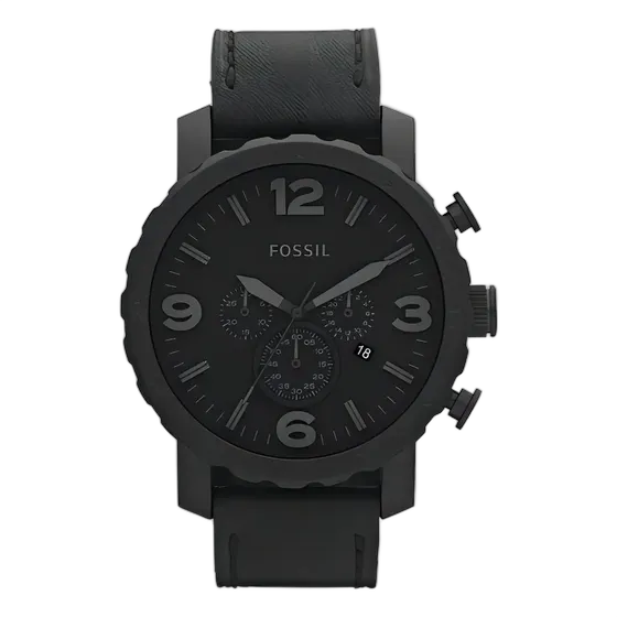 Fossil Nate Men's Chronograph Watch with Black Leather Strap
