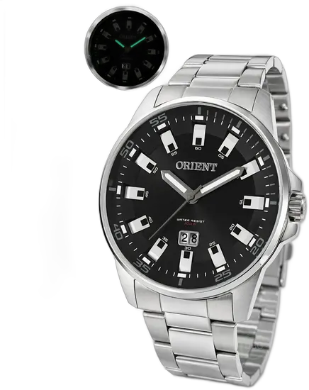 Men's Orient Watch Silver 100m Quartz Analog Black Dial