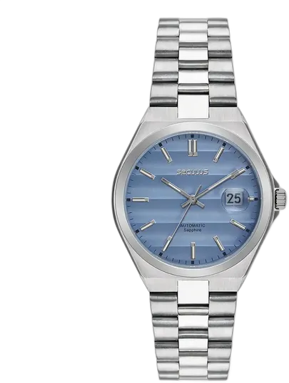 Seculus Men's Automatic Watch Transparent Case Back Blue Dial 40mm Miyota Slim 77313G0SVNA2