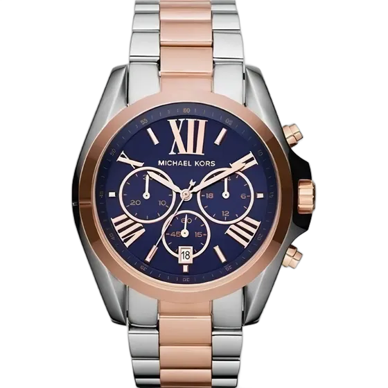 Michael Kors Bradshaw Watch Mk5606 Two-Tone Rose Gold, Strap Color Silver Blue