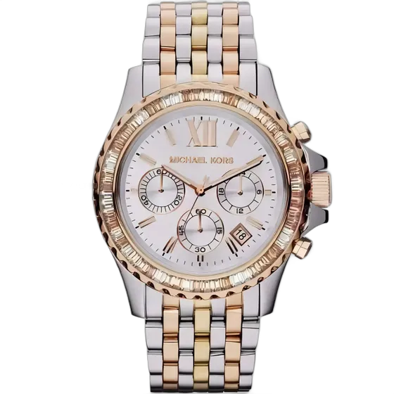 Michael Kors Mk5876 Unisex Watch Rose Silver Gold Beautiful! Strap Color Silver Dial Color