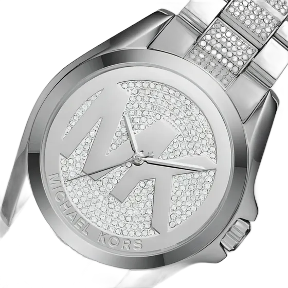 Michael Kors Mk6486 Watch 100% Original Bradshaw Light Gray Strap Silver Bezel Stone Dial
