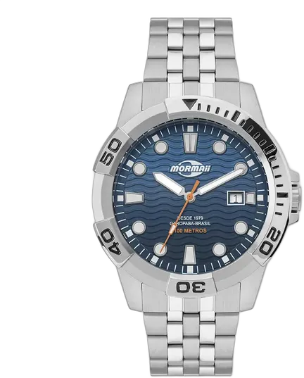 Mormaii Men's Steel Basic Watch Silver - MO2317AM/1A Silver Blue