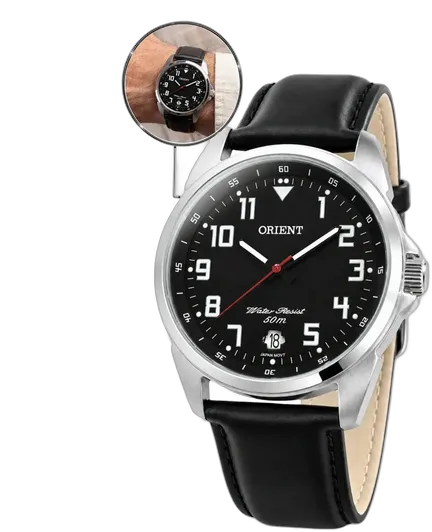 Orient Men's Watch Black Leather - MBSC1031 P2PX Silver Bezel