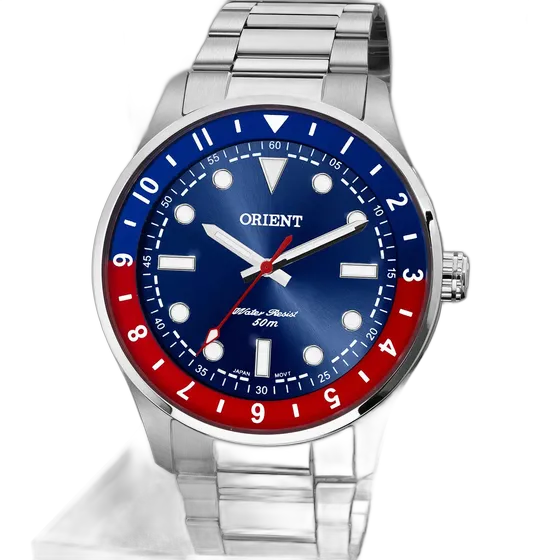 Orient Men's Silver Pepsi Watch Blue Dial Exclusive Mbss0014d1sx