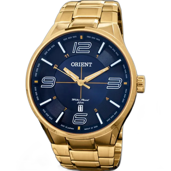 Orient Men's Dress Watch Gold Blue Dial Water Resistant 50m