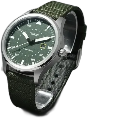Orient Men's Solar Watch Military Green Steel Water Resistant 50m