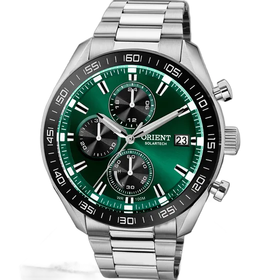 Orient Solartech Neo Sports Chronograph Stainless Steel Green Watch MBSSC303